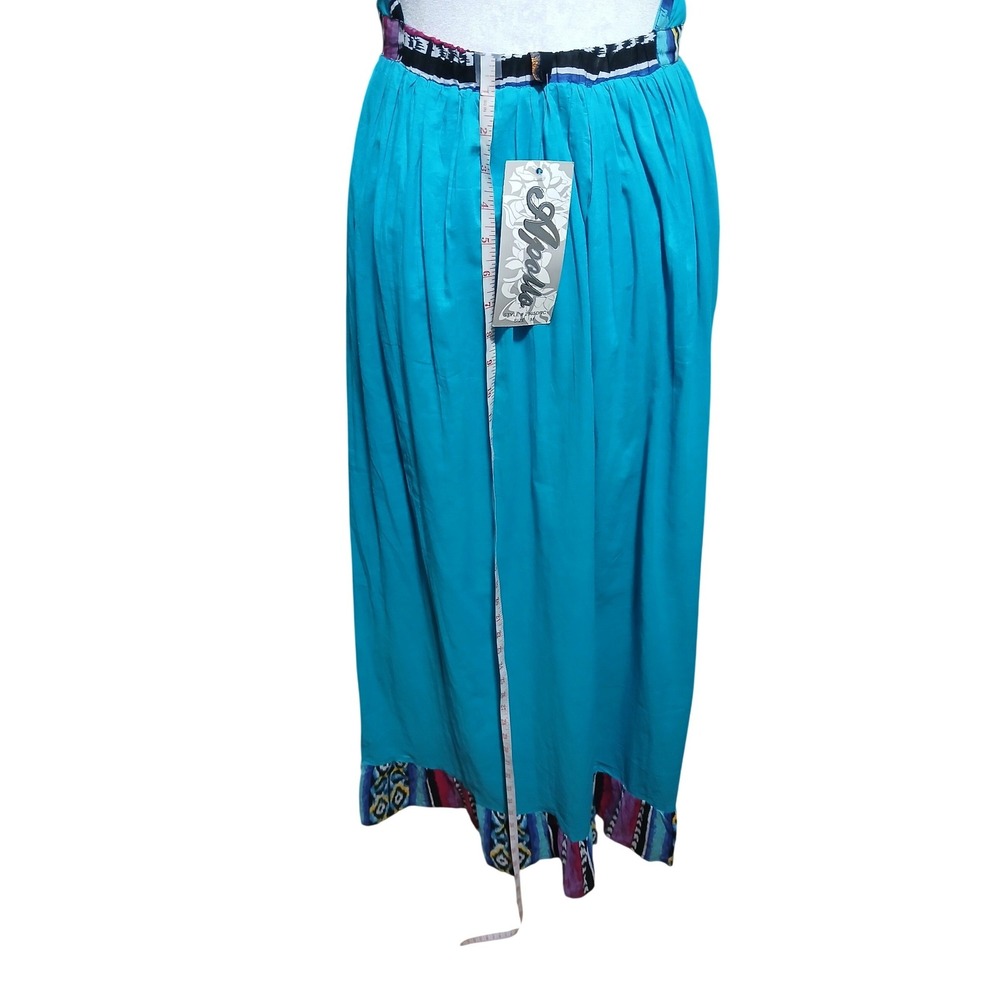 Apollo Womens Turquoise Tribal Ikat Print Halter V-Neck Open Back Maxi Dress M - Picture 6 of 14